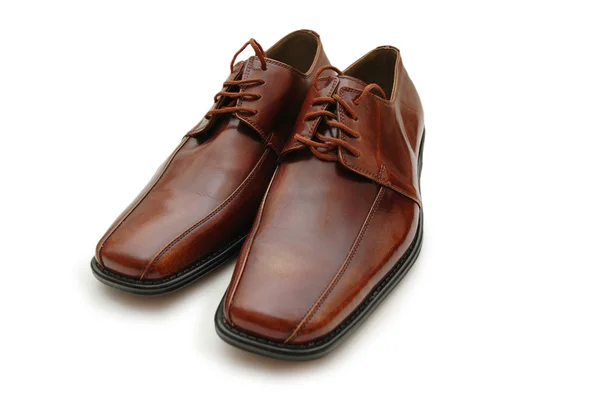 Üzerinde beyaz izole kahverengi Erkek Ayakkabı — Stok fotoğraf