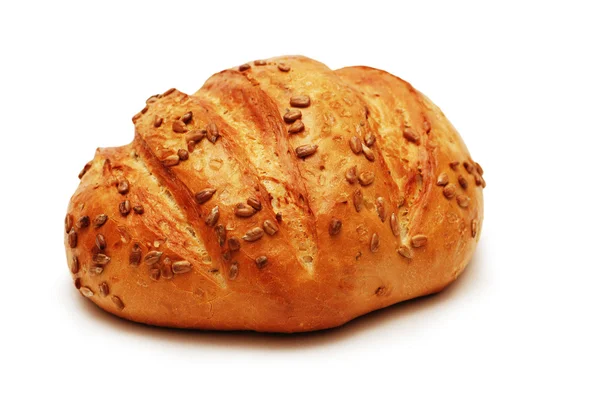 Pan con semillas de girasol aisladas en blanco — Foto de Stock