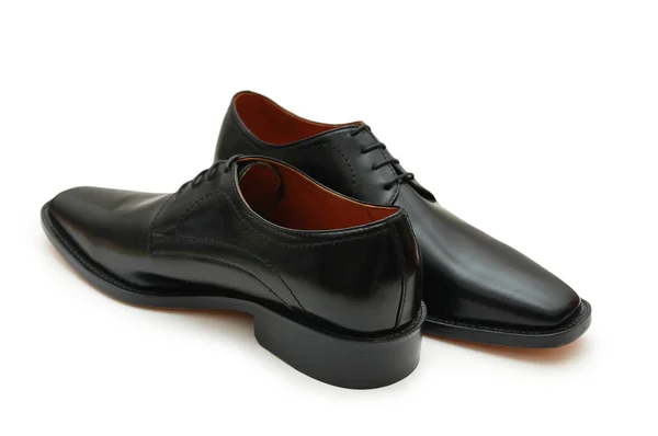 Zwarte mannelijke schoenen geïsoleerd op de witte - meer footware in mijn po — Stockfoto