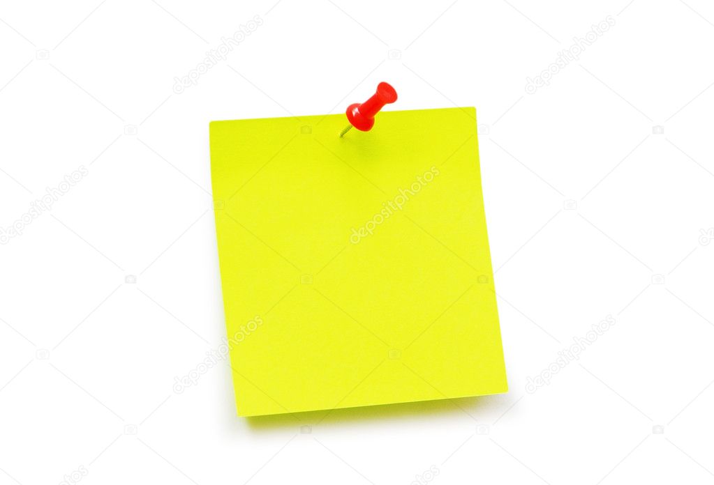 Yellow sticker note isolated on the white