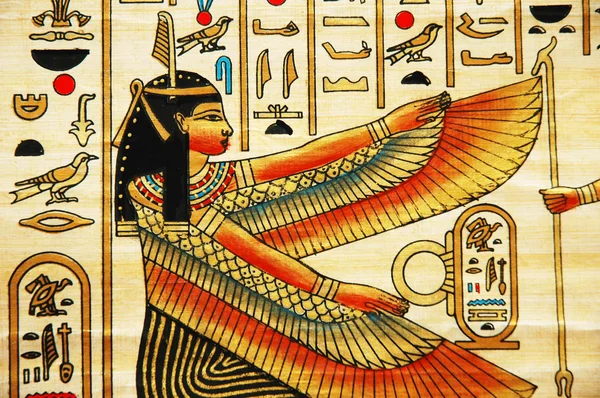 Papirus z elementami historii starożytnego Egiptu — Zdjęcie stockowe