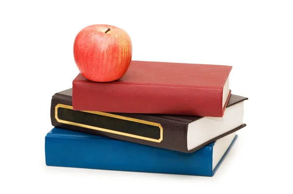 Powrót do koncepcji szkoły z jabłkiem i książek — Zdjęcie stockowe