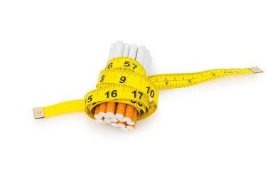 Smoking concept with measuring tape and cigarettes clipart