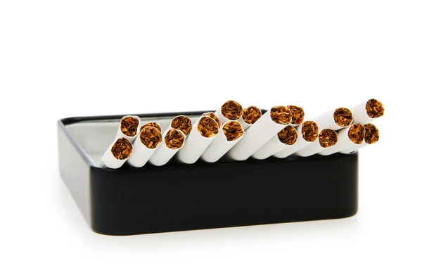 Tupakointi eristetty valkoisella pohjalla — kuvapankkivalokuva