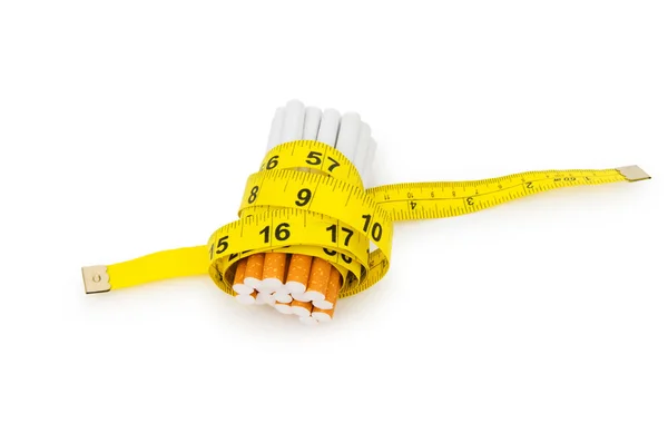 측정 테이프 및 담배와 흡연 개념 — 스톡 사진