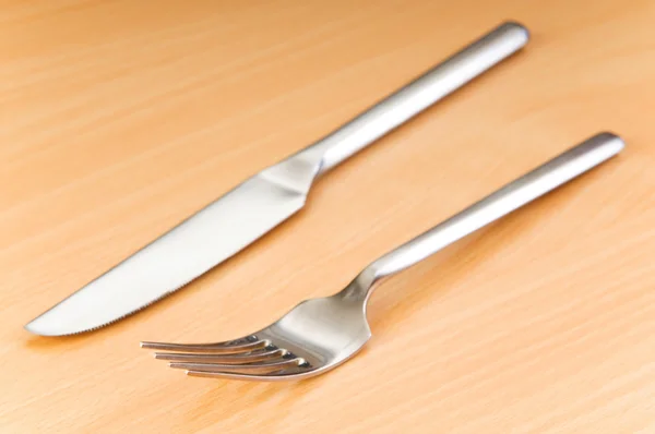 Table utensils on the wooden table — Stock Photo, Image