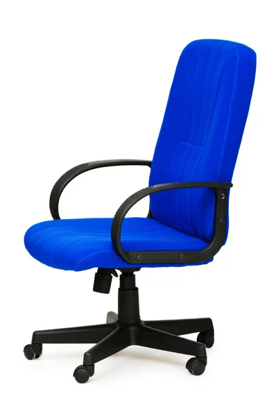 Chaise de bureau bleue isolée sur le blanc — Photo