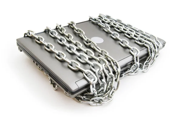 stock image Computer security concept with laptop and chain