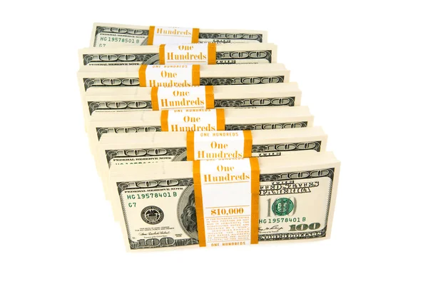 Setumpuk dolar terisolasi di atas putih — Stok Foto