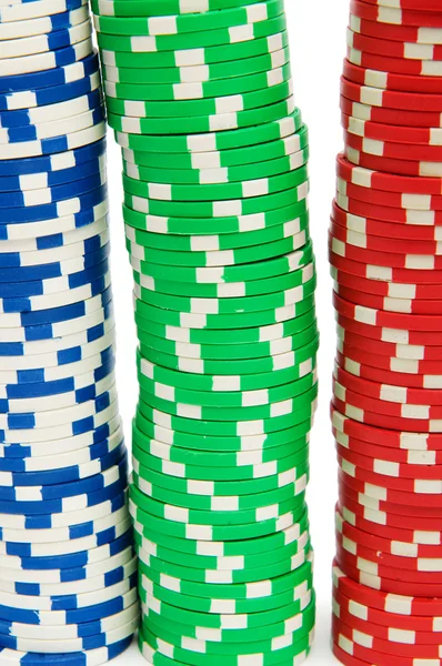 Casino fichas aisladas en el fondo blanco — Foto de Stock