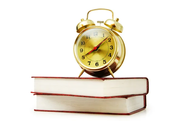 Concepto de regreso a la escuela con libros y reloj — Foto de Stock
