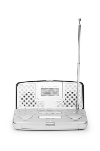 Ασημένια ραδιόφωνο που απομονώνονται σε λευκό φόντο — Φωτογραφία Αρχείου