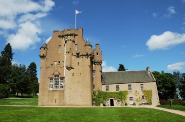 Medieval Scottish castle in bright summer day clipart