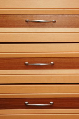 Set of three wooden drawers clipart