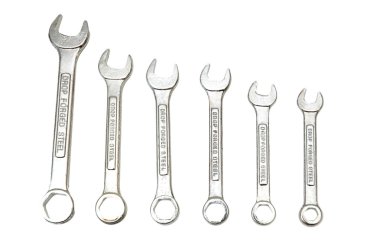 Spanners of various sizes isolated on the white clipart