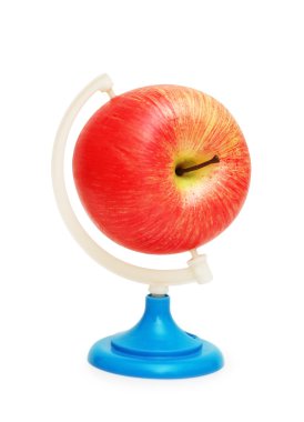 elma üzerine beyaz izole küre gibi
