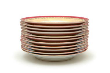 Stacked plates isolated on white clipart