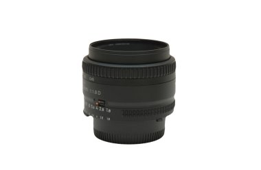 50mm SLR camera lens isolated on white clipart