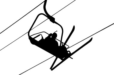 Silhouette of skier in the skilift clipart