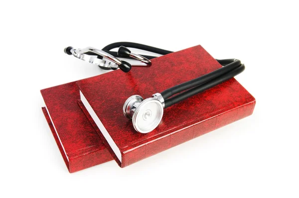 Concept van medisch onderwijs met boek en stethoscoop — Stockfoto