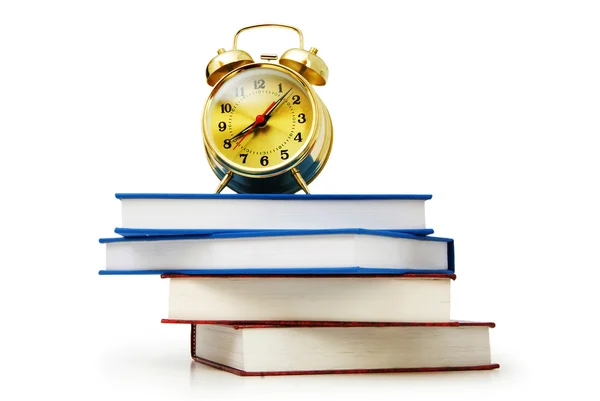Concepto de regreso a la escuela con libros y reloj —  Fotos de Stock