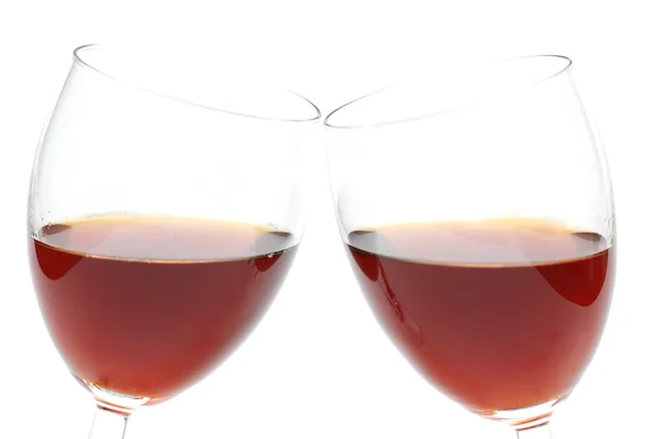 Dos copas de vino aisladas en el blanco — Foto de Stock