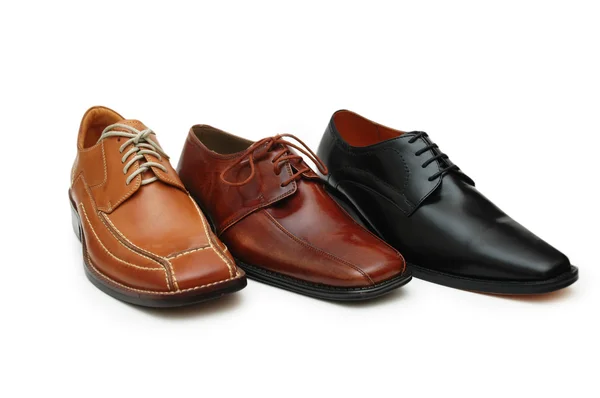 Seleção de calçados masculinos isolados em branco - mais calçados no meu portfólio — Fotografia de Stock