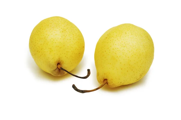 黄色の梨、白で隔離されるのペア — ストック写真