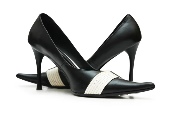 Kobieta czarne buty na białym tle biały - więcej obuwie w moim portfolio — Zdjęcie stockowe
