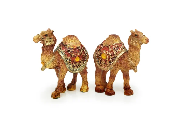 Figure di due cammelli isolati su bianco — Foto Stock