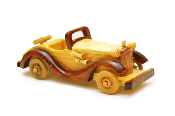 Modelo de madeira do carro retro isolado no branco — Fotografia de Stock
