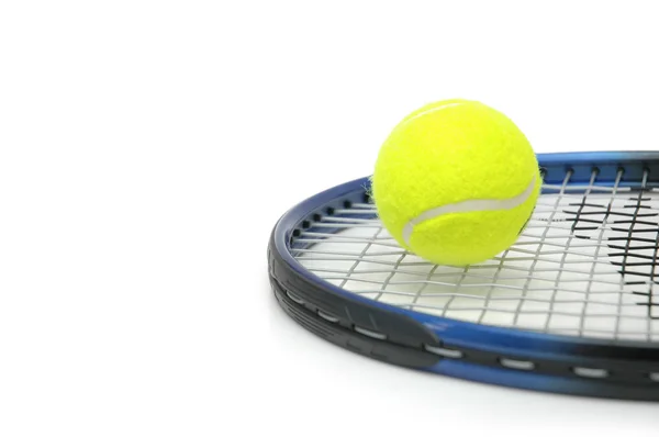 Tennis och isolerat på vita bollar — Stockfoto