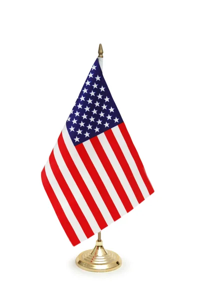 미국 흰색 절연의 테이블 탑 국기 — 스톡 사진