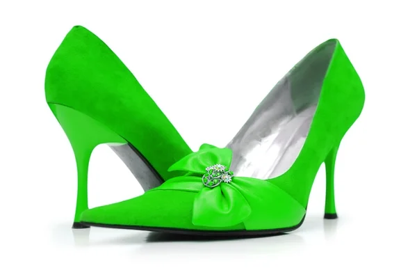 Kobieta zielone buty na białym tle — Zdjęcie stockowe