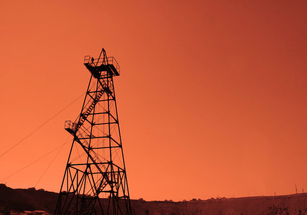 Oil derrick during sunset - Azerbaijan, Baku