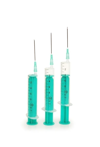 Three syringes isolated on white — Stock Photo, Image