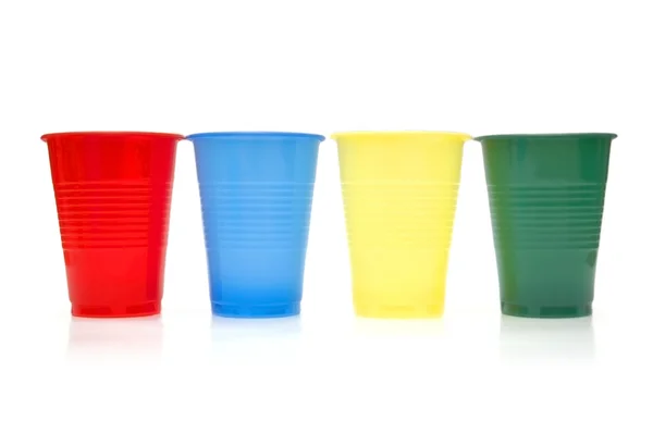 Plastic cups isolated on white — Stock Photo, Image