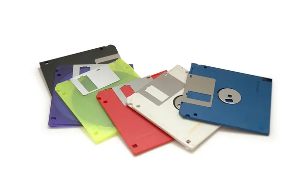 Kleurrijke diskettes geïsoleerd op wit — Stockfoto