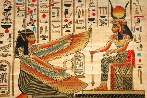 Papiro con elementos de la historia antigua egipcia — Foto de Stock