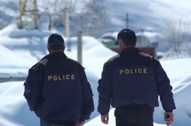 Police patrol in winter clipart
