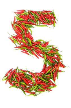 Numbers with green and red peppers clipart