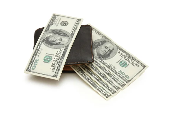 흰색 절연 달러 지폐 지갑 — 스톡 사진