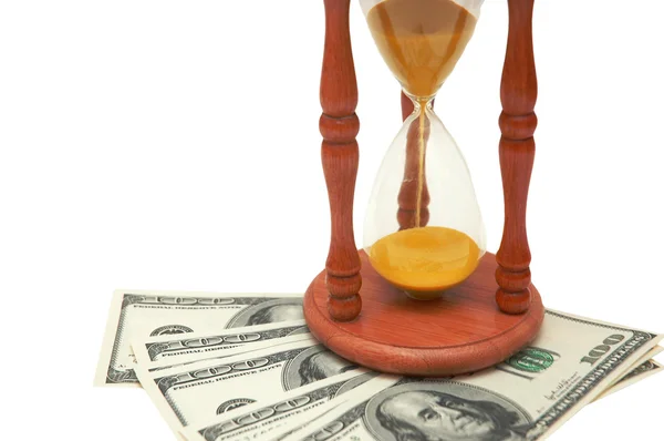 Vakit nakittir - saat-cam ve dolar faturaları — Stok fotoğraf
