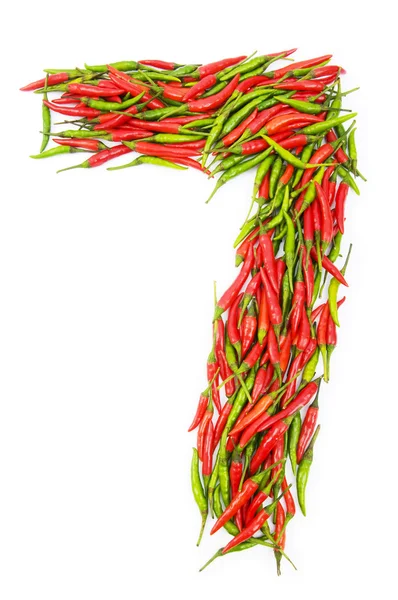 Numbers with green and red peppers — Stock Photo, Image