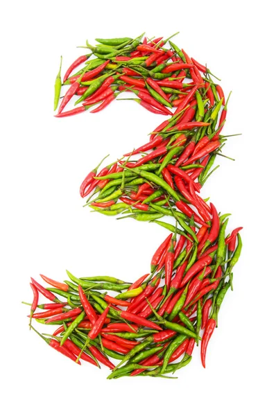 绿色和红色的辣椒的数字 — 图库照片