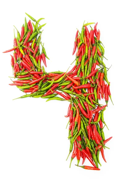 Numeri con peperoni verdi e rossi — Foto Stock
