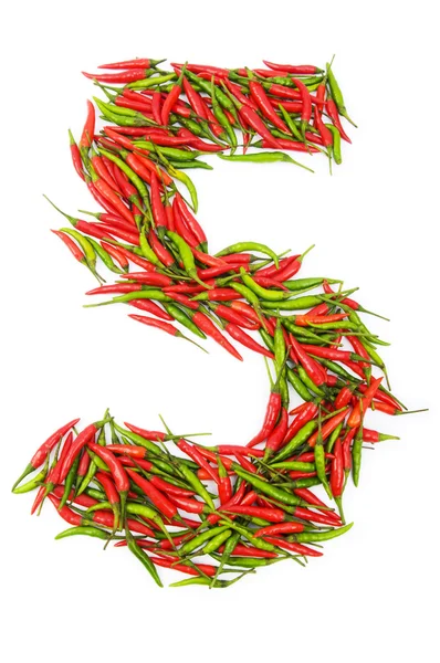 Getallen met groene en rode paprika 's — Stockfoto