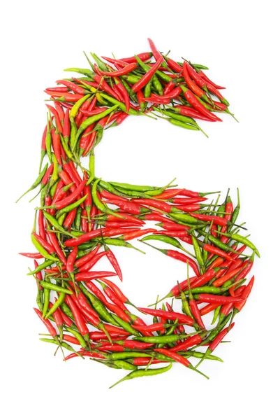 Sayılar kırmızı ve yeşil biber ile — Stok fotoğraf