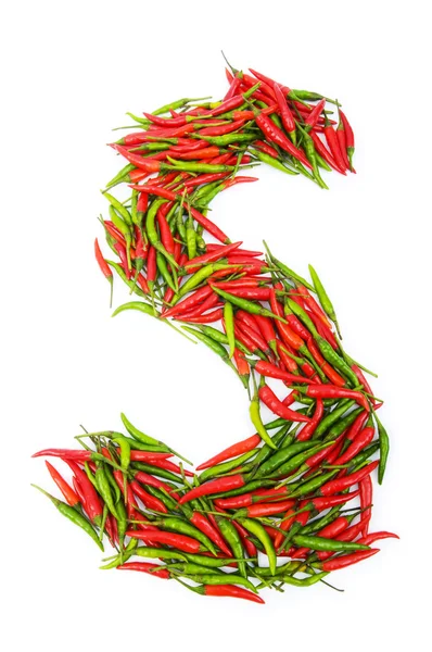 Yeşil ve kırmızı biber ile alfabe — Stok fotoğraf
