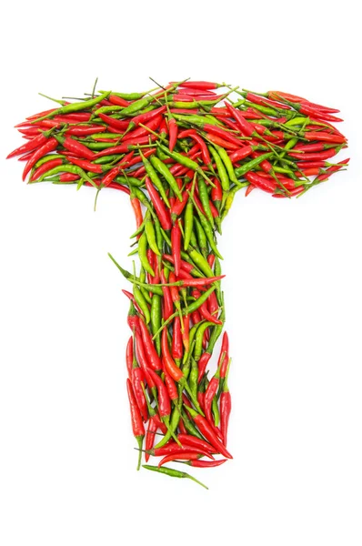 Alphabet mit grünem und rotem Paprika — Stockfoto